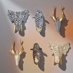 Mosaic Antelope, Rhino & Elephant Resin Wall Sculpture – Home Decoration