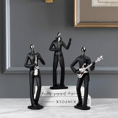 Black Abstract Music & Sports Resin Statue – Home & Music Room Decoration