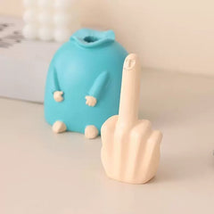 Creative Resin Figurine – Decorative Desktop Ornament with Playful Blue Smile