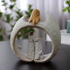 Angel Family Resin Sculpture – Decorative Figurine for Living Room, Wine Cabinet, and Desktop
