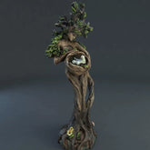 Forest Goddess Resin Statue with Bird - Mystical Nature Sculpture for Garden & Desktop Decor