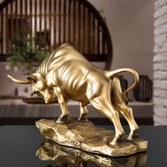 Imitation Copper Resin Bull Sculpture – Home, Office & Housewarming Decoration