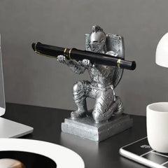Creative Knight Armor Pen Holder – Resin Desktop Ornament and Stationery Organizer