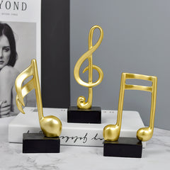 Creative Golden Musical Notes Resin Ornament – Desktop & Home Decoration