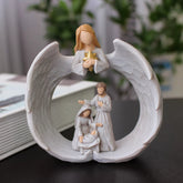 Angel Family Resin Sculpture – Decorative Figurine for Living Room, Wine Cabinet, and Desktop