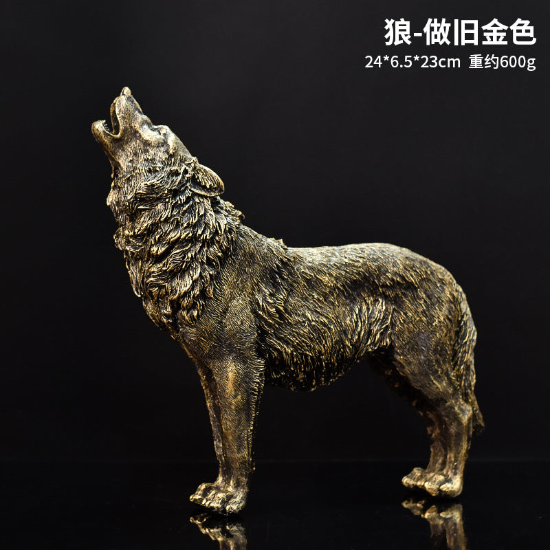 American Rustic Wolf Resin Sculpture – Home, Living Room & Wine Cabinet Decoration