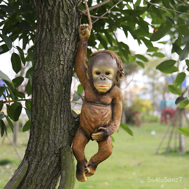 Creative Resin Monkey Pendant – Decorative Tree Ornament for Garden and Courtyard