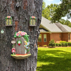 Fairy Door Tree Pendant – Micro Landscape Resin Ornament for Garden and Courtyard