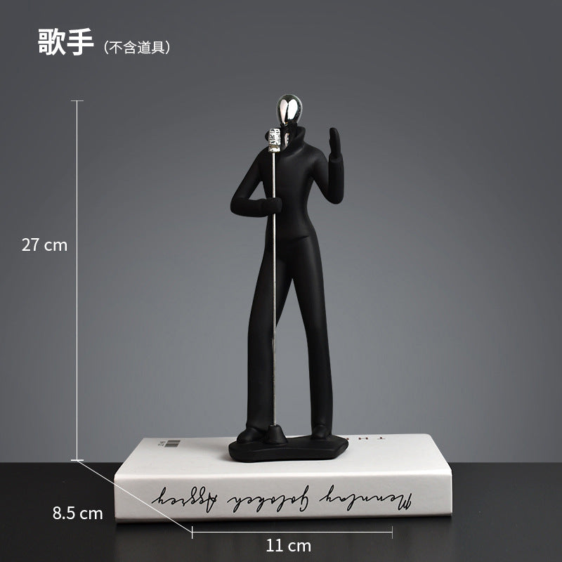 Black Abstract Music & Sports Resin Statue – Home & Music Room Decoration