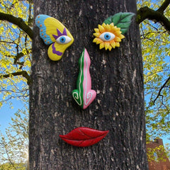 Colorful Butterfly Tree Face Wall Pendant – Resin Garden and Indoor Decorative Ornament