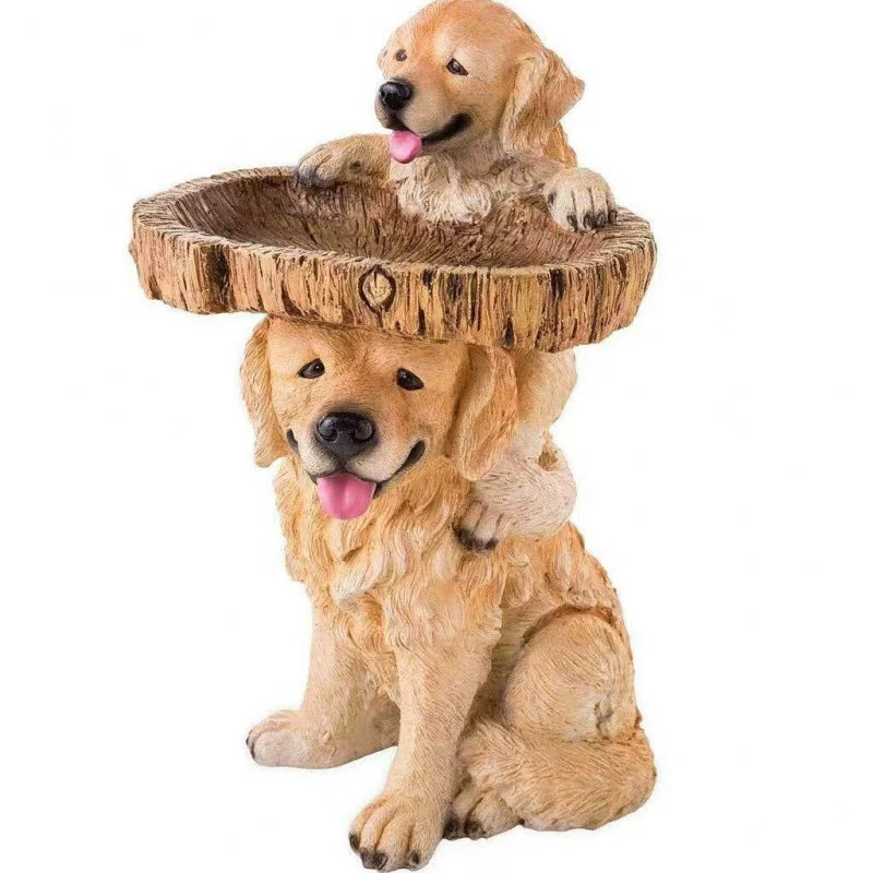 Creative Resin Puppy and Bird Figurine – Decorative Ornament for Garden and Courtyard