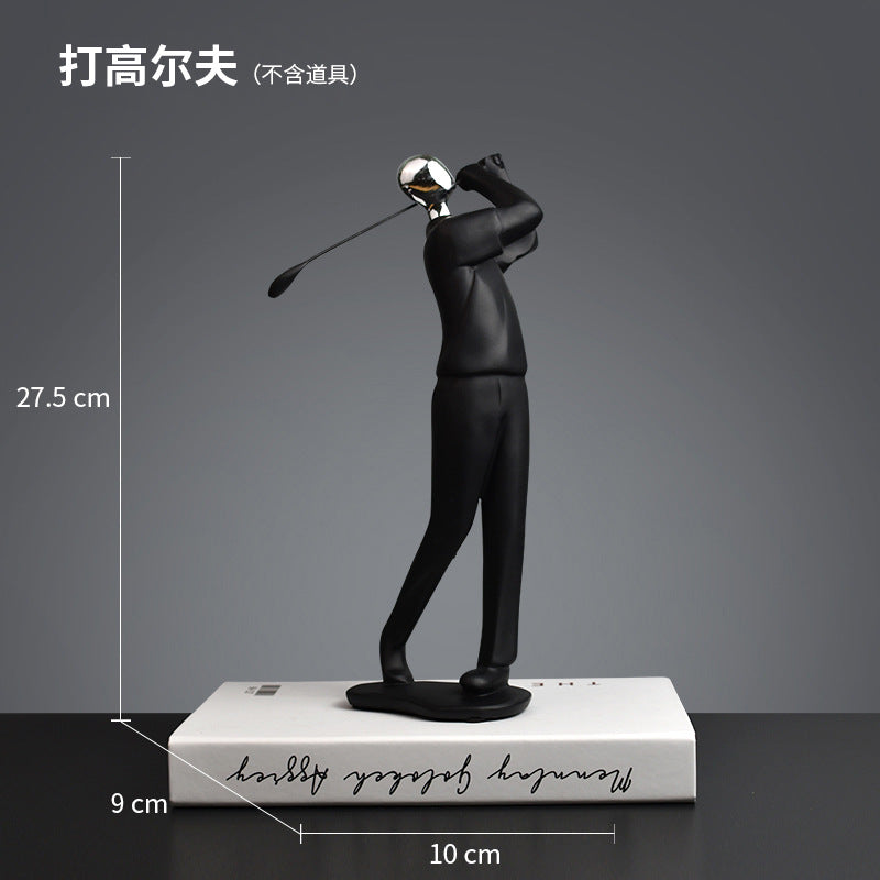 Black Abstract Music & Sports Resin Statue – Home & Music Room Decoration
