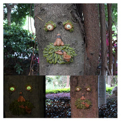 Fluorescent Pipe Tree Face Pendant – Resin Garden and Micro Landscape Ornament