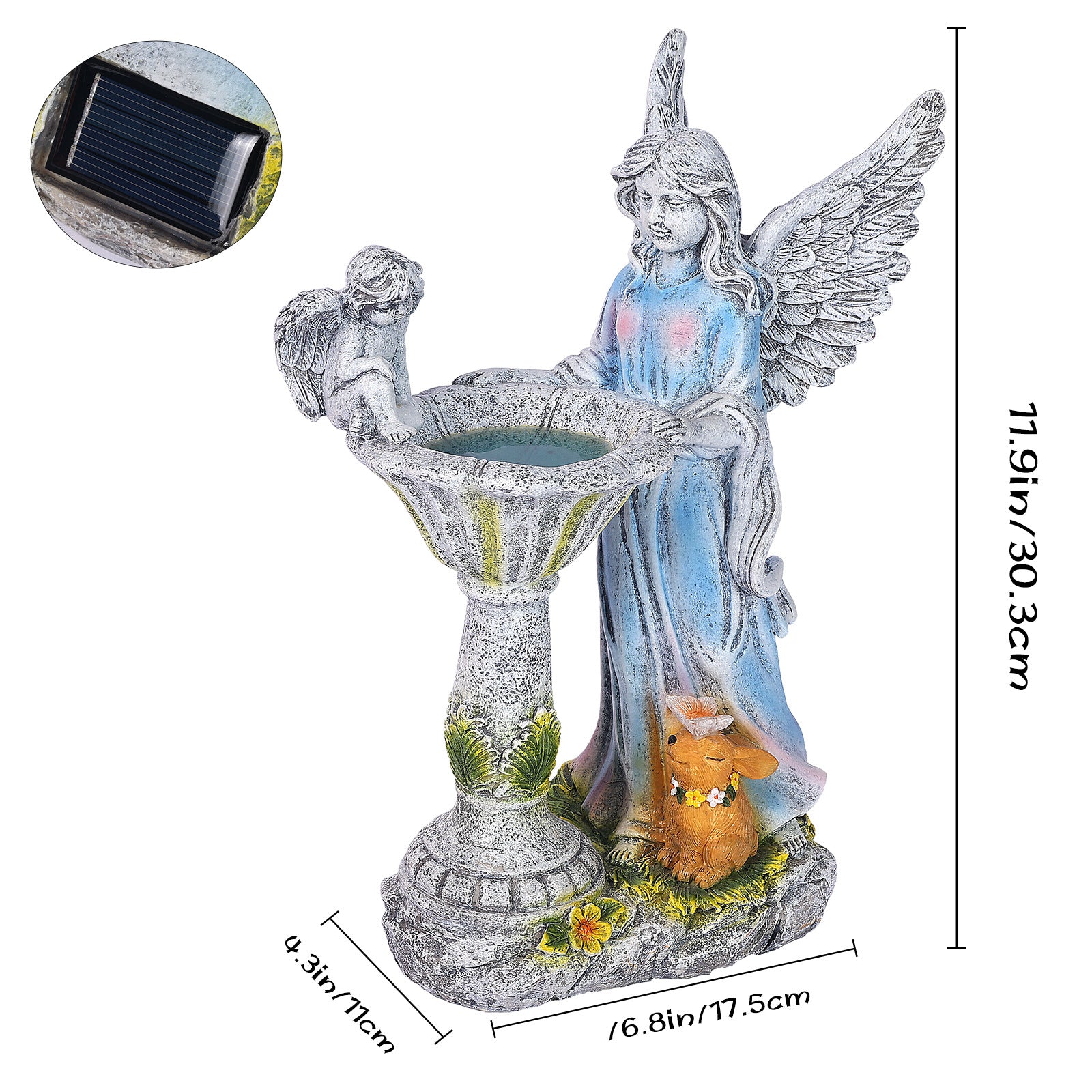 Solar Angel Statue – Colorful Resin Garden Night Light Ornament