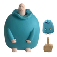 Creative Resin Figurine – Decorative Desktop Ornament with Playful Blue Smile