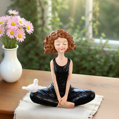 Black Yoga Pose Resin Figurine – Decorative Desktop Ornament for Home and Garden