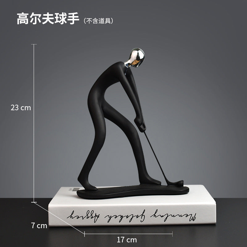 Black Abstract Music & Sports Resin Statue – Home & Music Room Decoration