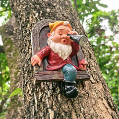 White-Beard Elf Resin Pendant – Decorative Tree Hanging for Garden and Balcony