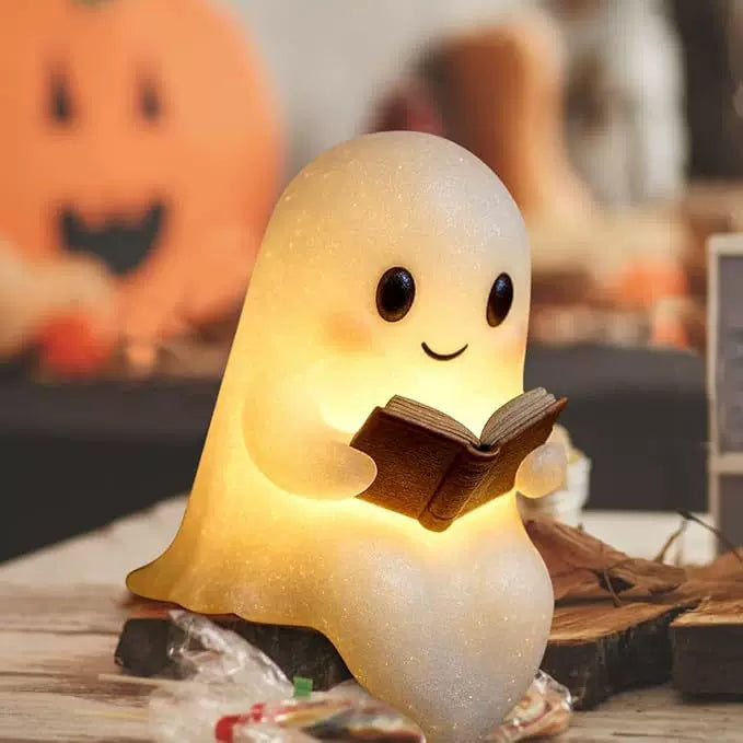 Cute Ghost Resin Desktop Ornament – Creative Night Light Decorative Figurine