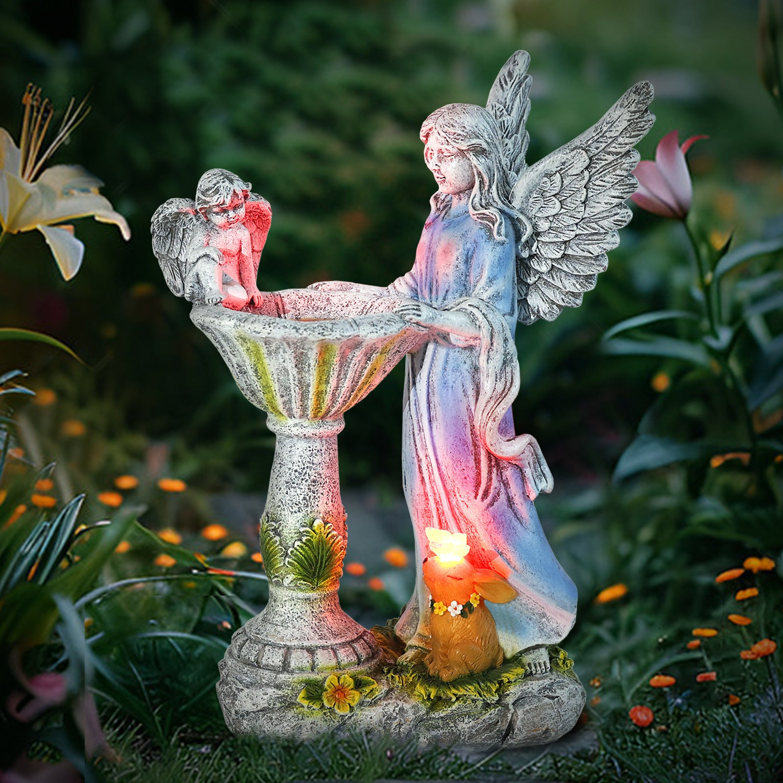 Solar Angel Statue – Colorful Resin Garden Night Light Ornament