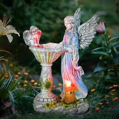 Solar Angel Statue – Colorful Resin Garden Night Light Ornament