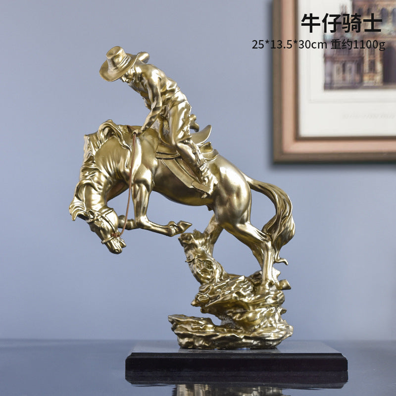 American Riding Cowboy Resin Statue – Home, Office & Living Room Decoration