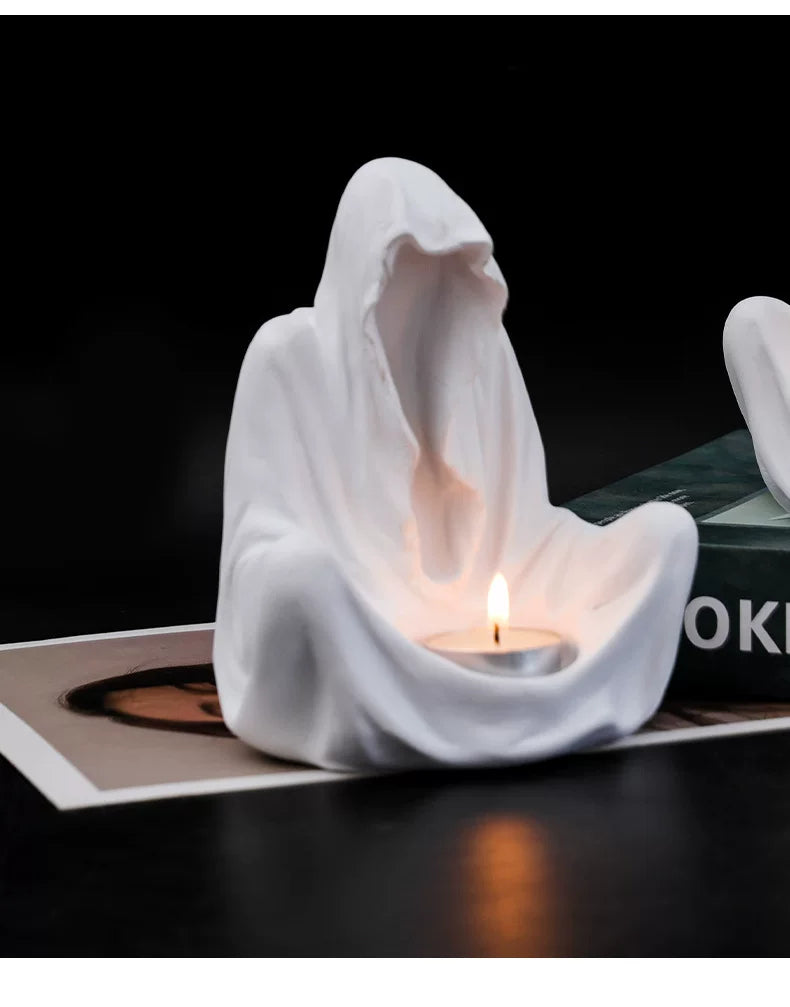 Retro Candle Holder Ornament – Creative Resin Desktop Tray Decoration