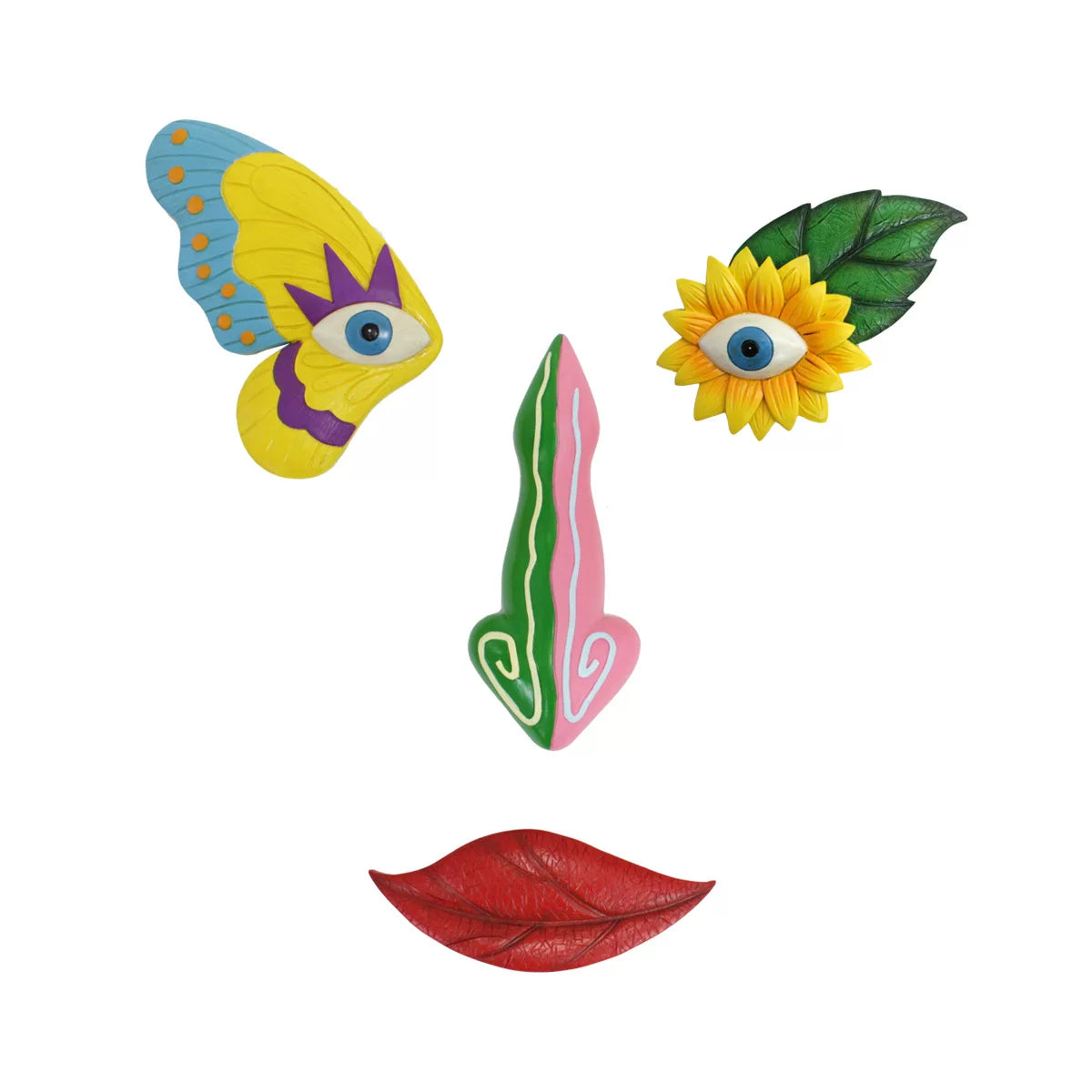 Colorful Butterfly Tree Face Wall Pendant – Resin Garden and Indoor Decorative Ornament