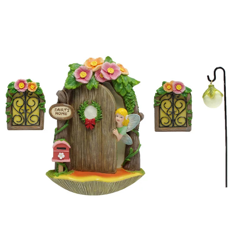 Fairy Door Tree Pendant – Micro Landscape Resin Ornament for Garden and Courtyard