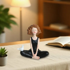 Black Yoga Pose Resin Figurine – Decorative Desktop Ornament for Home and Garden