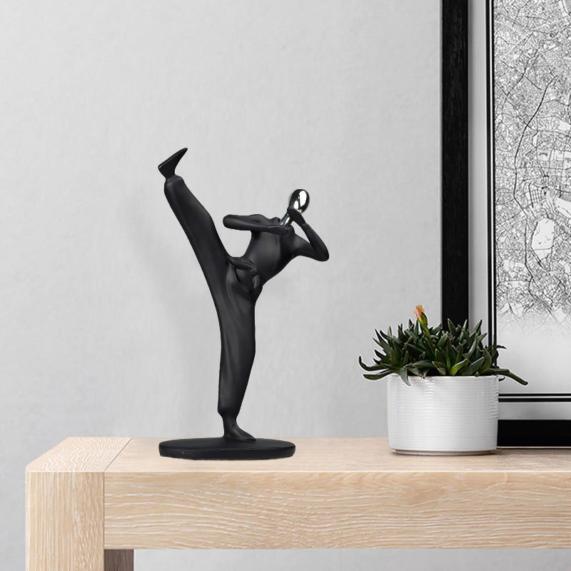 Black Abstract Music & Sports Resin Statue – Home & Music Room Decoration