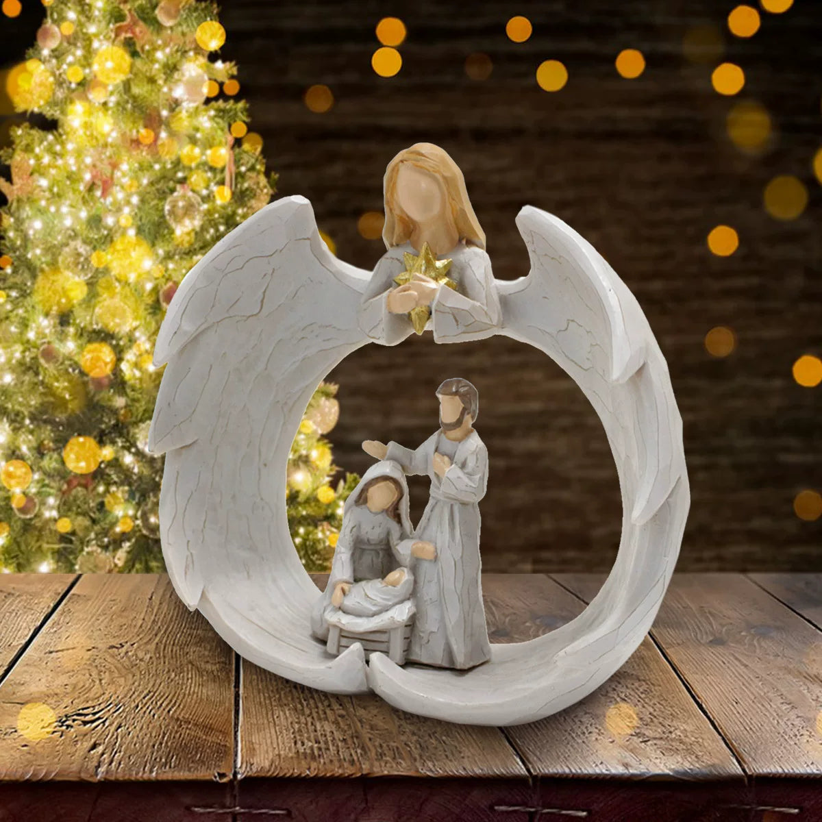 Angel Family Resin Sculpture – Decorative Figurine for Living Room, Wine Cabinet, and Desktop