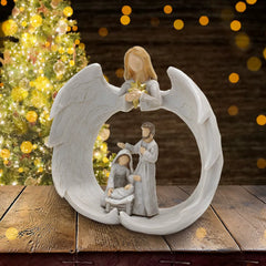 Angel Family Resin Sculpture – Decorative Figurine for Living Room, Wine Cabinet, and Desktop