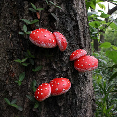 Red Mushroom Resin Tree Pendant – Decorative Micro-Landscape Ornament for Garden and Courtyard