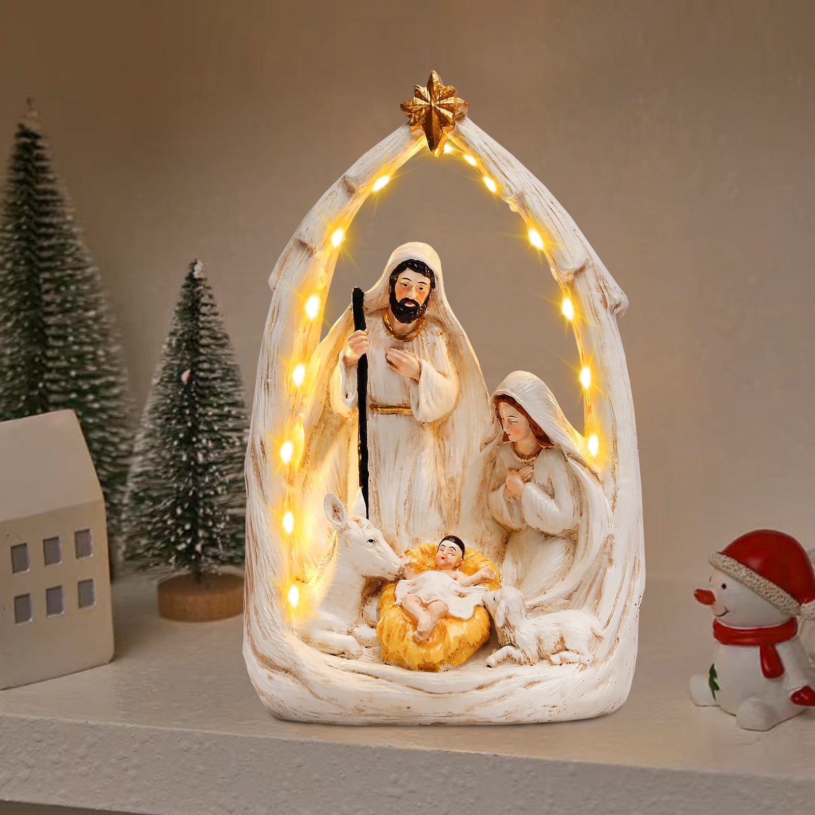 Ceramic Cartoon Manger Ornament – Christmas Table & Home Decoration