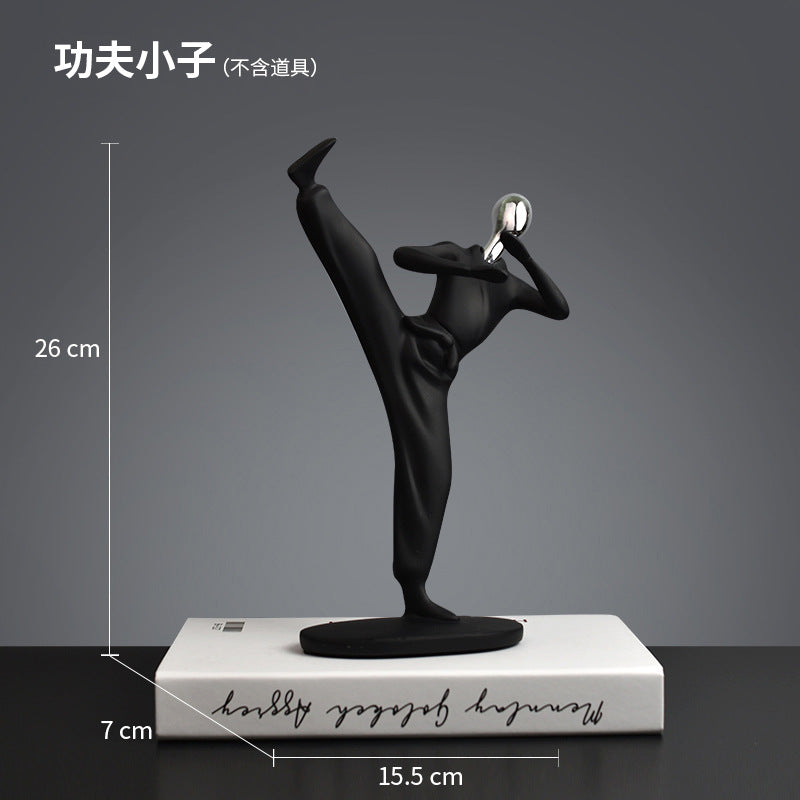 Black Abstract Music & Sports Resin Statue – Home & Music Room Decoration