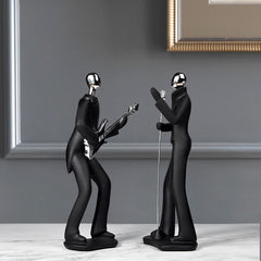 Black Abstract Music & Sports Resin Statue – Home & Music Room Decoration