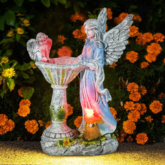 Solar Angel Statue – Colorful Resin Garden Night Light Ornament