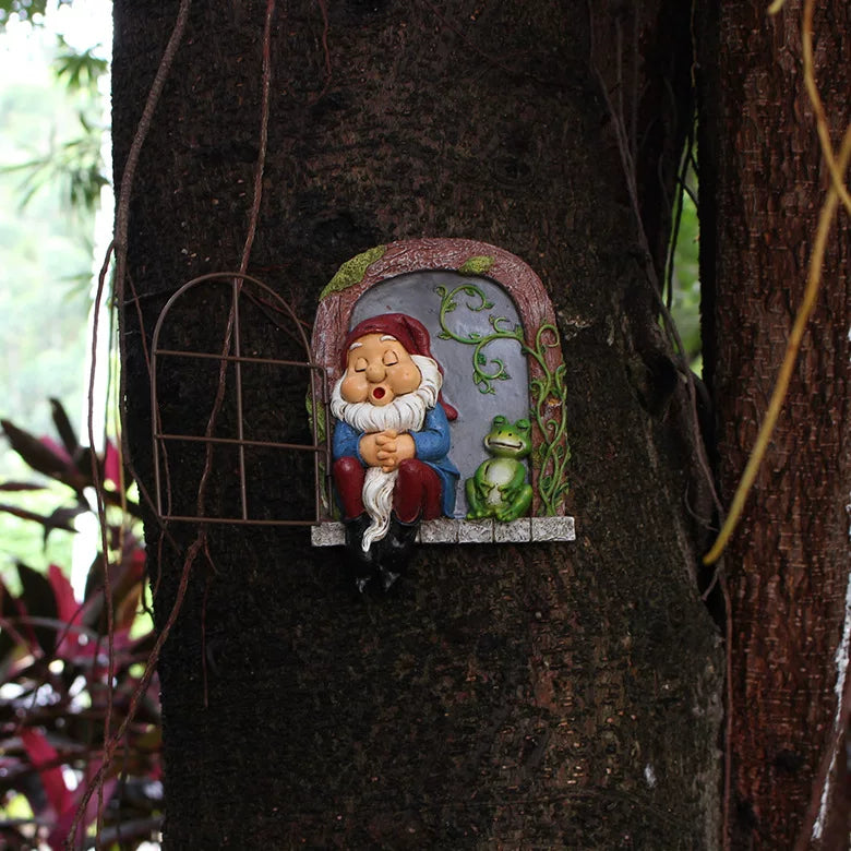 Sleeping Dwarf Tree Pendant – Resin Ornament for Garden and Micro Landscape