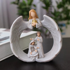 Angel Family Resin Sculpture – Decorative Figurine for Living Room, Wine Cabinet, and Desktop