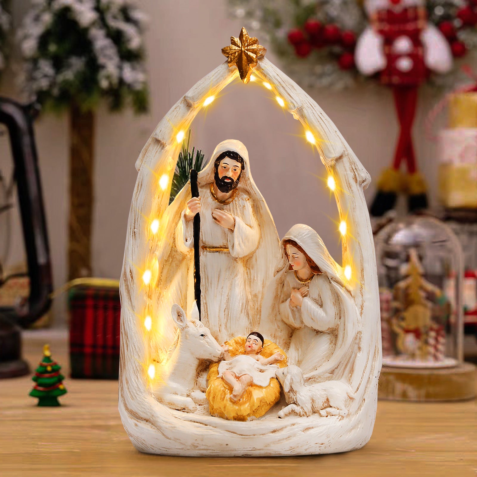 Ceramic Cartoon Manger Ornament – Christmas Table & Home Decoration