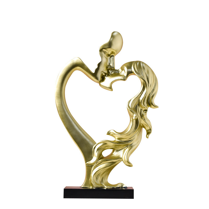 Abstract Kissing Couple Resin Ornament – Modern Minimalist Home & Wedding Decoration